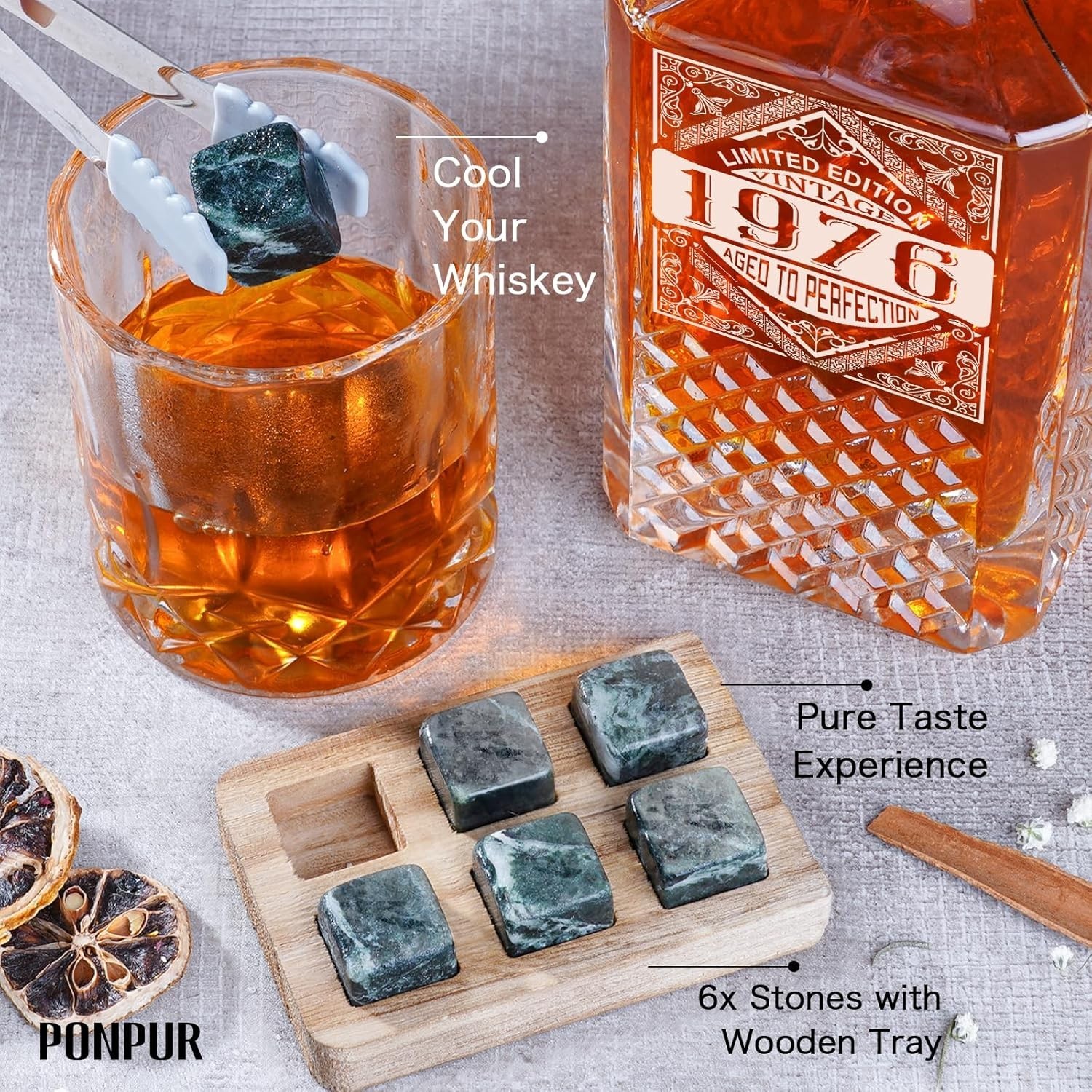 50th Birthday Whiskey Decanter Set for Men, Dad, Husband – Gift Box Included