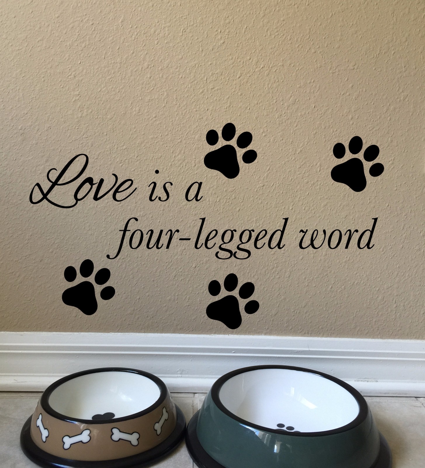 Love is a four legged word – Wall Decal Sticker Groomer Dog Cat Vet Rescue Pets