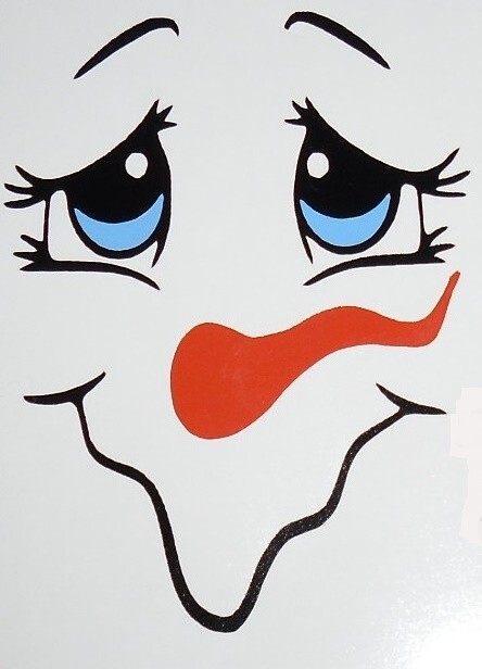 Snowman Face Christmas decal sticker for DIY 8" glass block