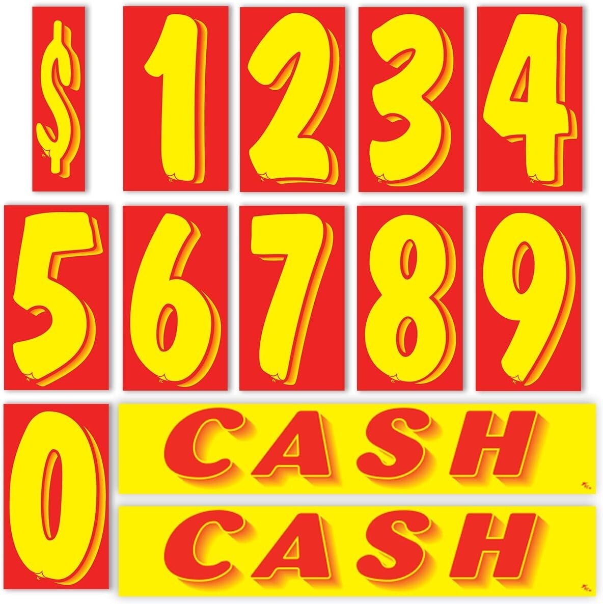 Vinyl Number and Cash Slogans Decals Car Lot Windshield Pricing Stickers