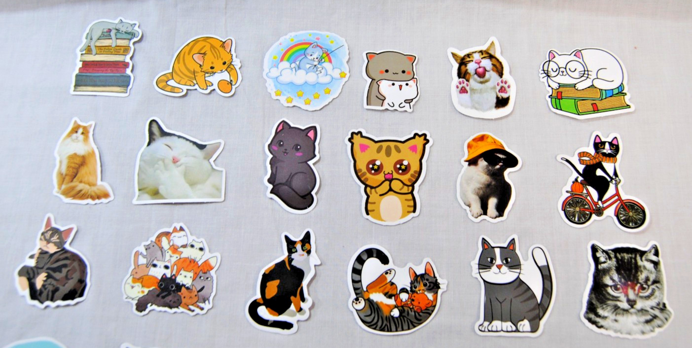 Cute Cat Stickers for Laptop, Water Bottles for Kids to Adults 200Pcs T2693