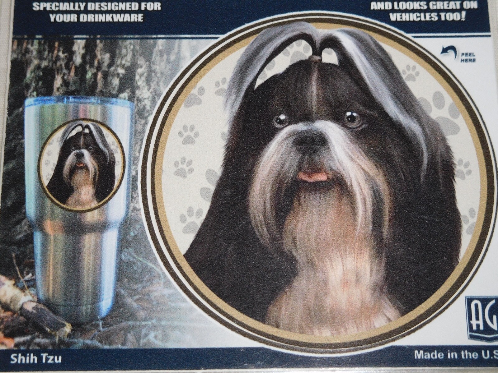 AGI TUMBLER DECAL SHIH TZU DOG 3" FOR VEHICLES TOO YETI NEW