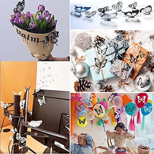 72 Pcs 3D Butterfly Wall Stickers Crystal White Black Butterfly Wall Decor,