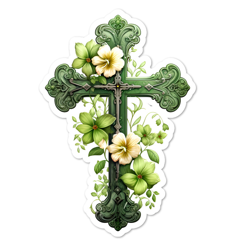 Christian Cross Vinyl Sticker, Water Resistant, Laptop, Water Bottle, Scrapbook