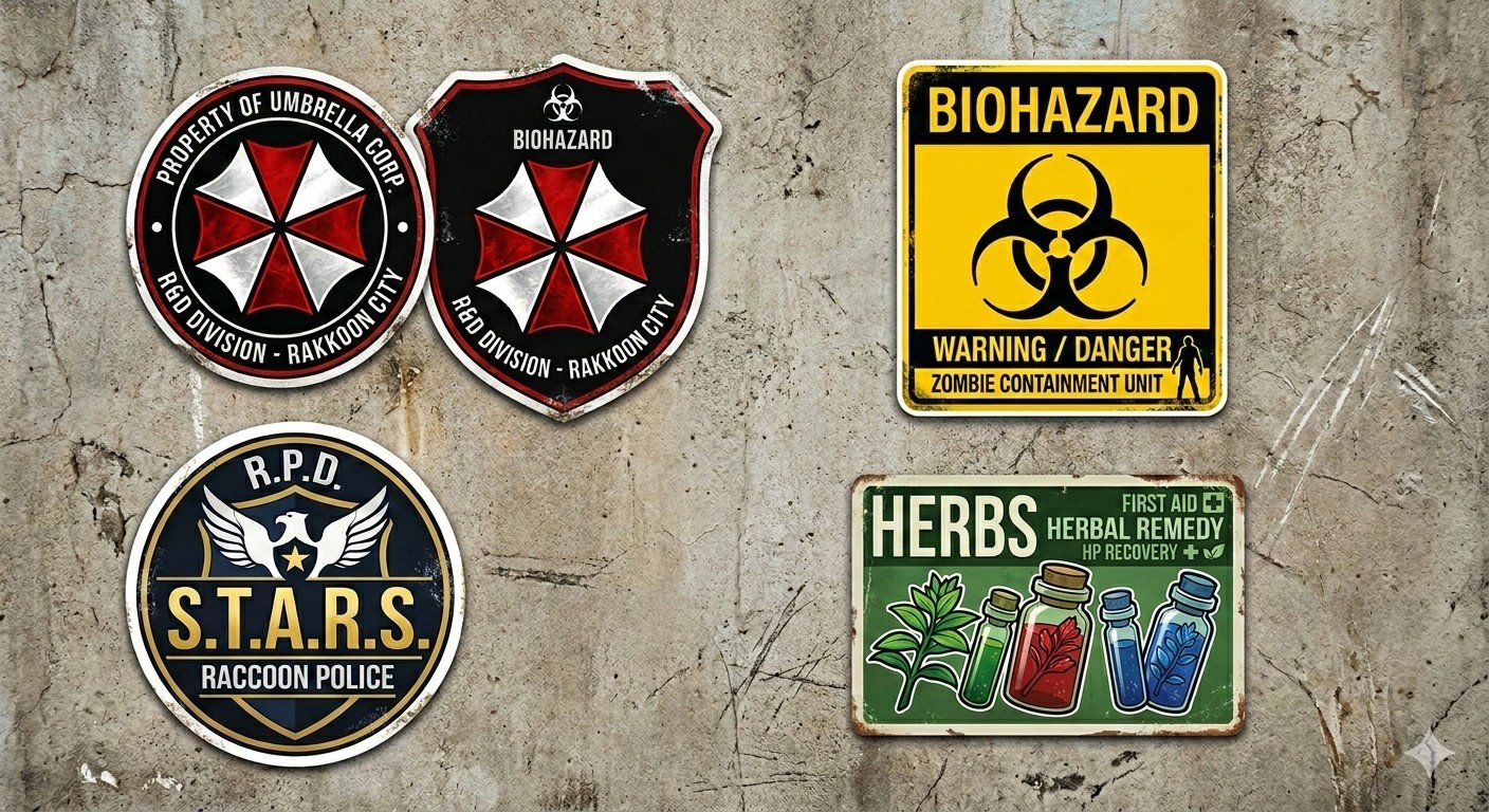 5 Pieces Resident Evil Stickers Decal Phone Laptop