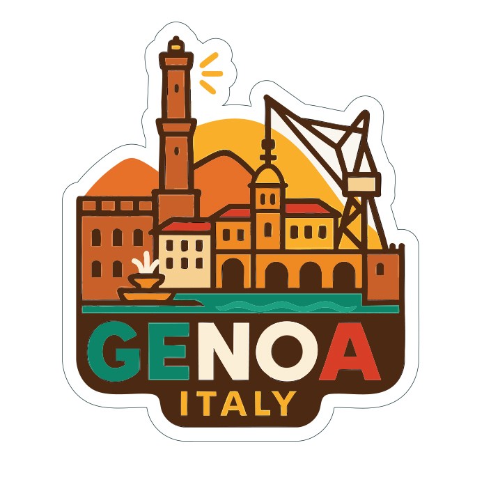 Genoa Italy Sticker Decal Vinyl Die-Cut City Skyline Landmark Design
