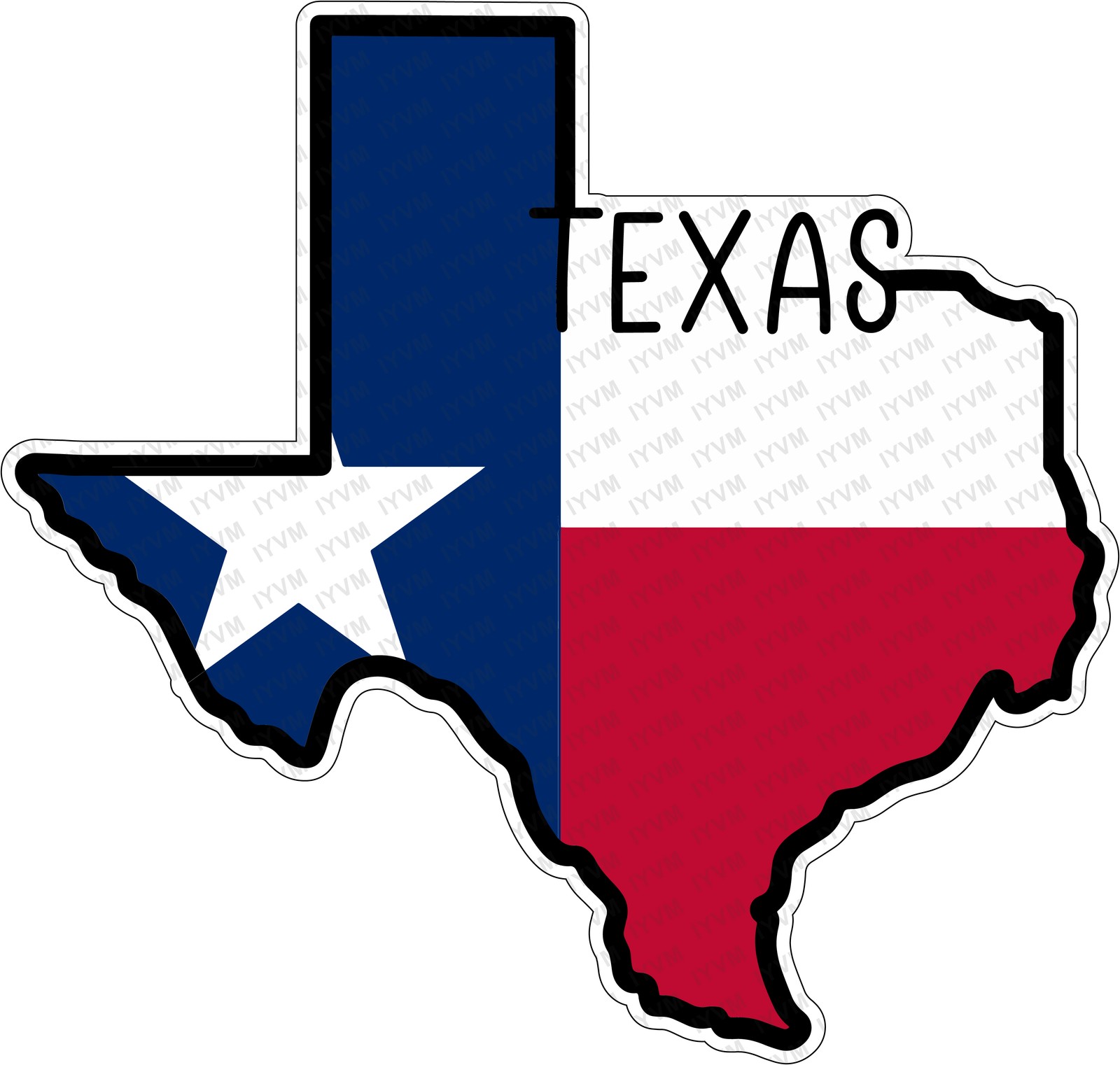 State of Texas Flag Map Sticker Decal USA Texas State