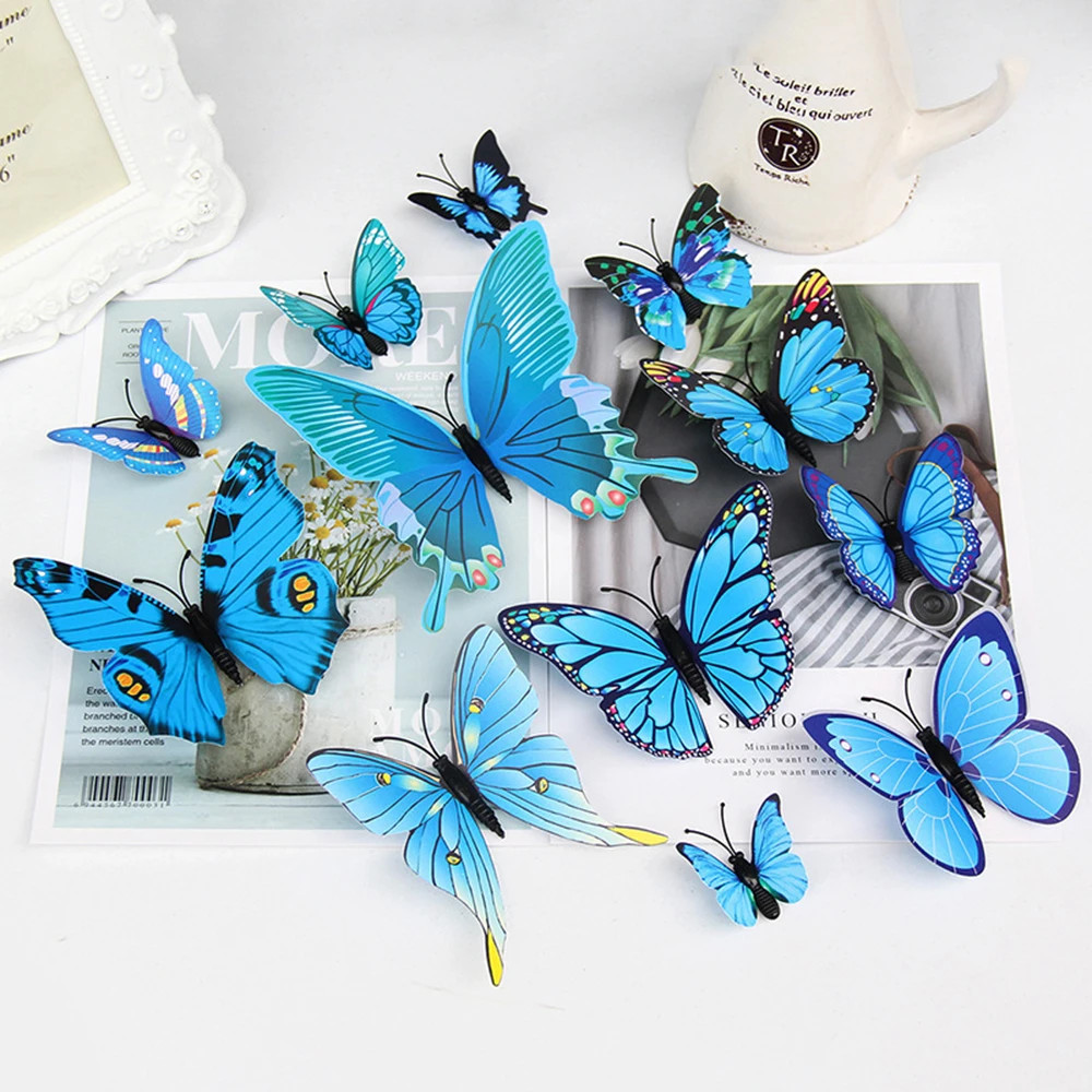 12Pcs 3D Butterfly Wall Stickers Diy Stationery Sticker Handmade Craft Supplies