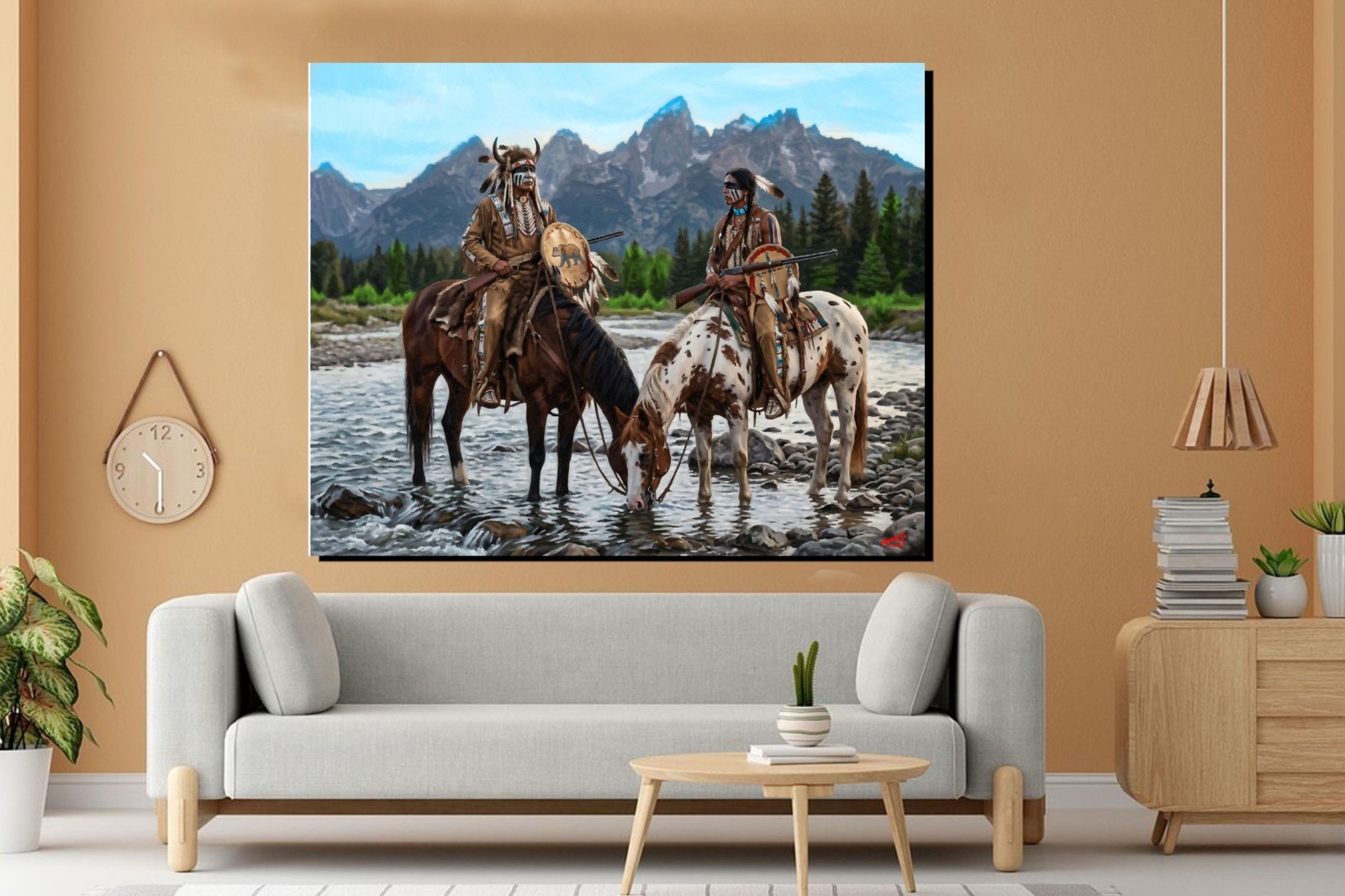 Native American Indian Chief & Buffalo, Best Friends Gallery Canvas Wrap SN/LE