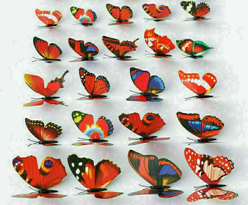 12/24/36/100/Pcs Multicolor Artificial Butterflies with Magnet Home Decorations