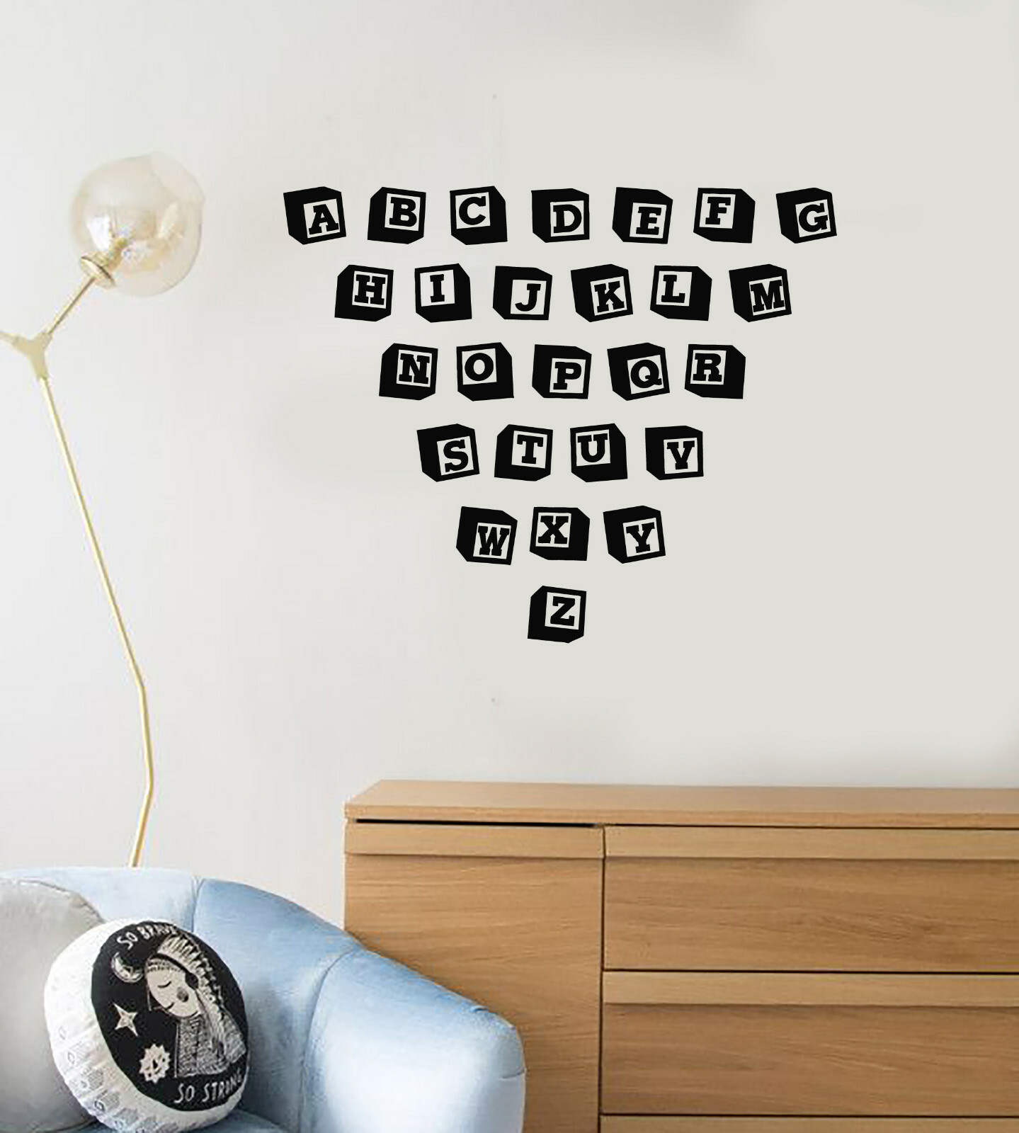Vinyl Wall Decal Toy Blocks Alphabet ABC Nursery School Class Stickers (ig5347)
