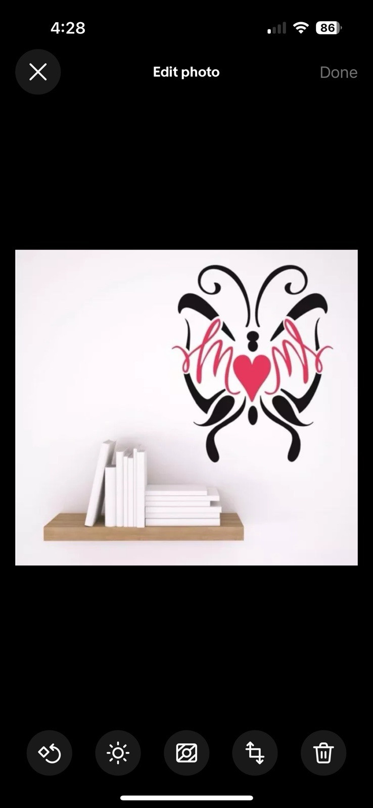 Large MOM butterfly Wall Decal 29” X 29”, New & Sealed in a Heavy Cardboard Tube