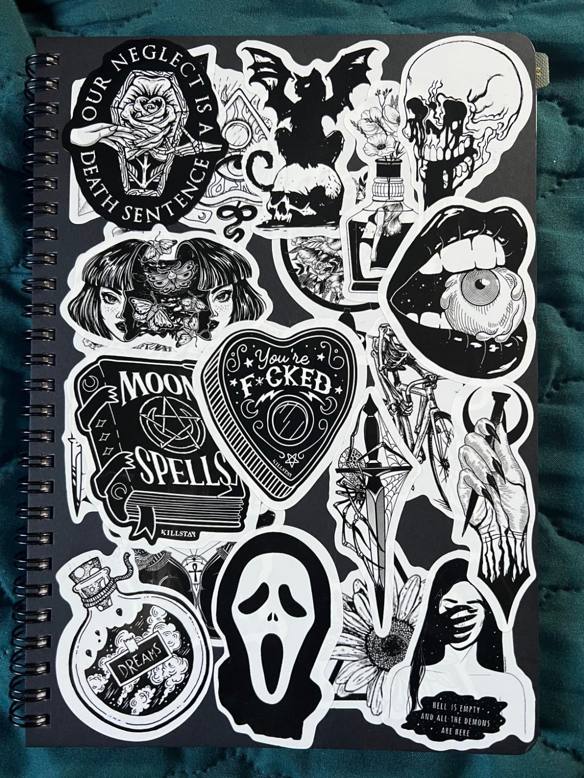 Goth Sticker Lot 50 Stickers Multicolor Horror Halloween Gothic Black And White