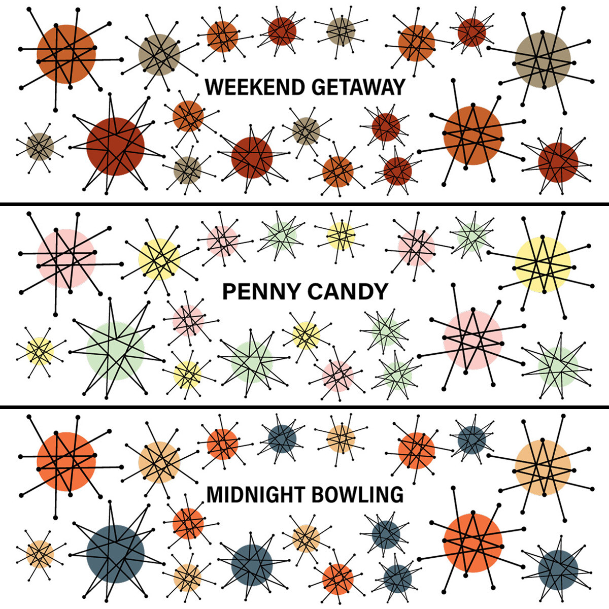 Atomic Starburst Wall Decals & Accents – Medium Set Of 50 – 12 Color Palettes