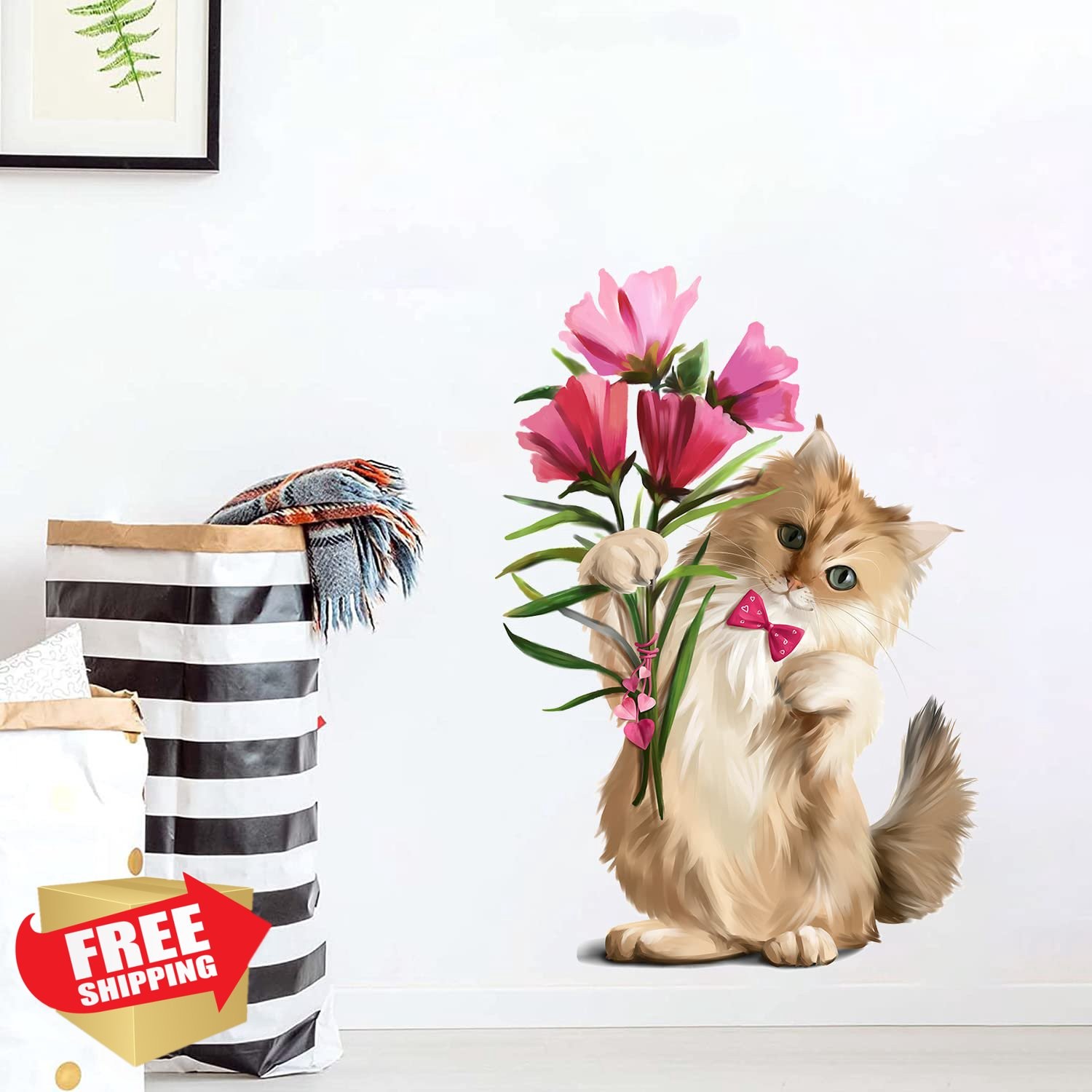 WOYINIS Cat Wall Sticker 16x24in Nursery Decor
