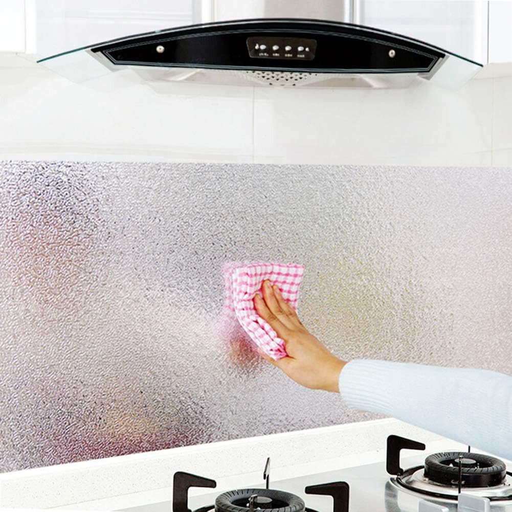 Livelynine Silver Contact Paper for Kitchen Oil Proof Waterproof Sticker Aluminu