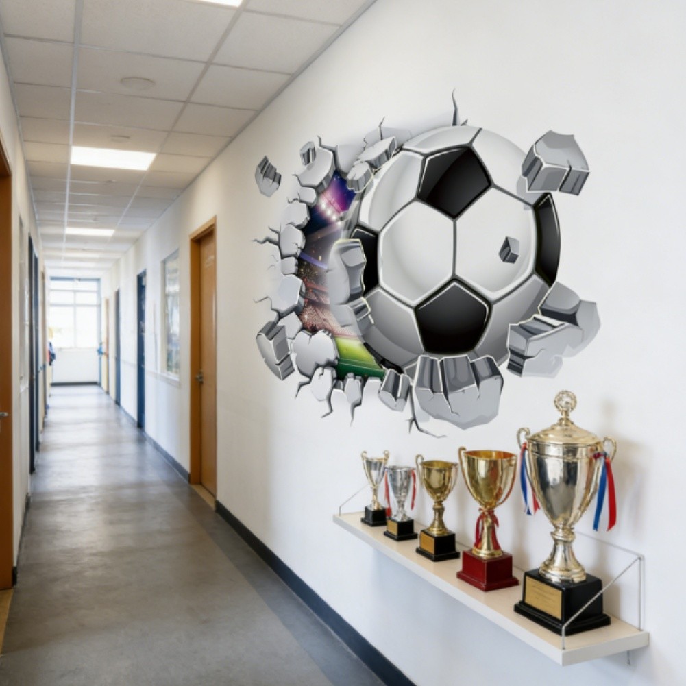 3D Soccer Football Wall Stickers PVC Decor for Living Room Bedroom Office Walls