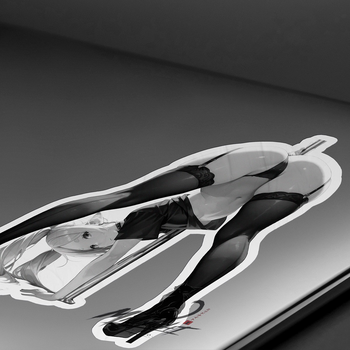Elf Waifu 7in B&W Vinyl Sticker Anime Manga Lewd Laptop Skateboard Car