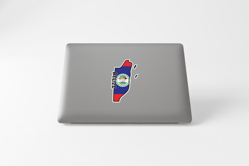 Belize Map Flag Sticker Decal