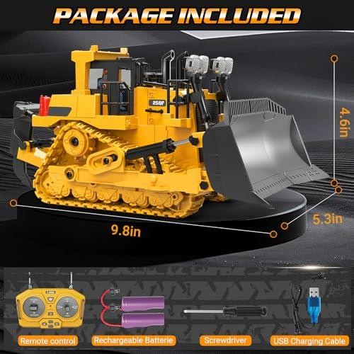 RC Bulldozer Toy for Boys, Remote Control Play Bulldozer Construction Vehicles