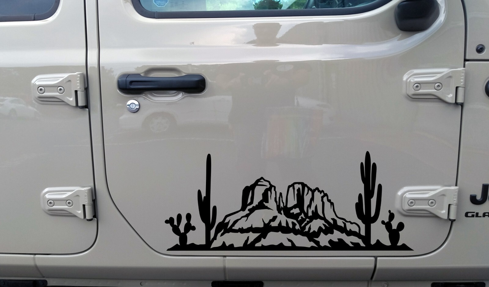 Desert Cactus Mountain Scene V7 Vinyl Decal – RV Camper Graphics Mesa Sticker