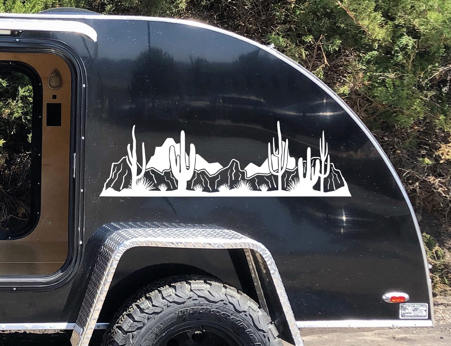 Desert Cactus Mountain Scene V2 Vinyl Decal – RV Camper Graphics Travel Trailer