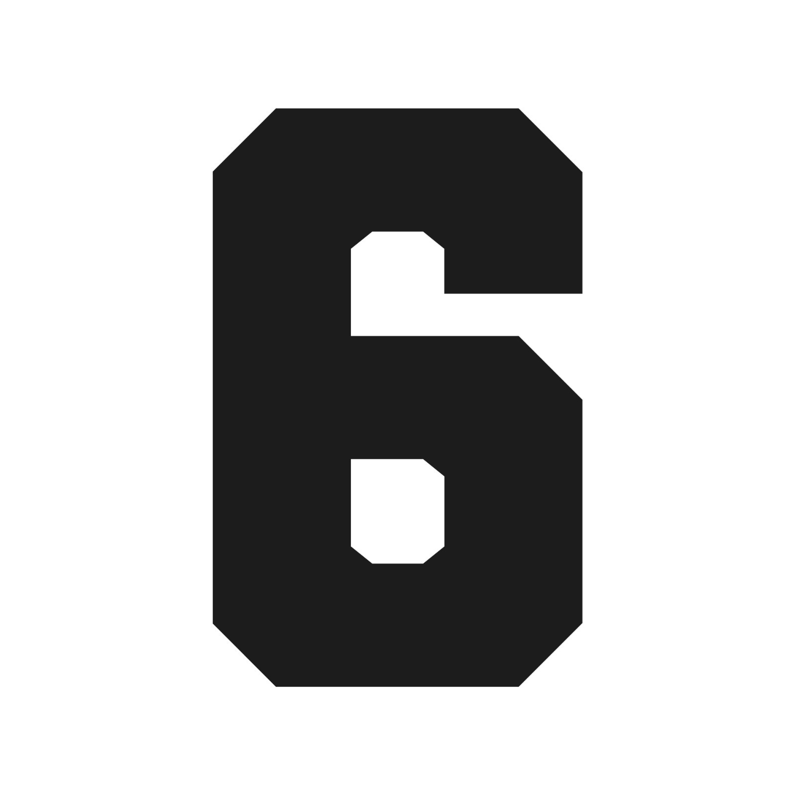 Number Six Varsity font Vinyl decal 6 bold sports font Sticker