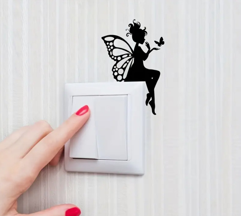 Fairy Elf Fantasy Wall Sticker Decal Sticker Bedroom Light Switch Decor (#009)