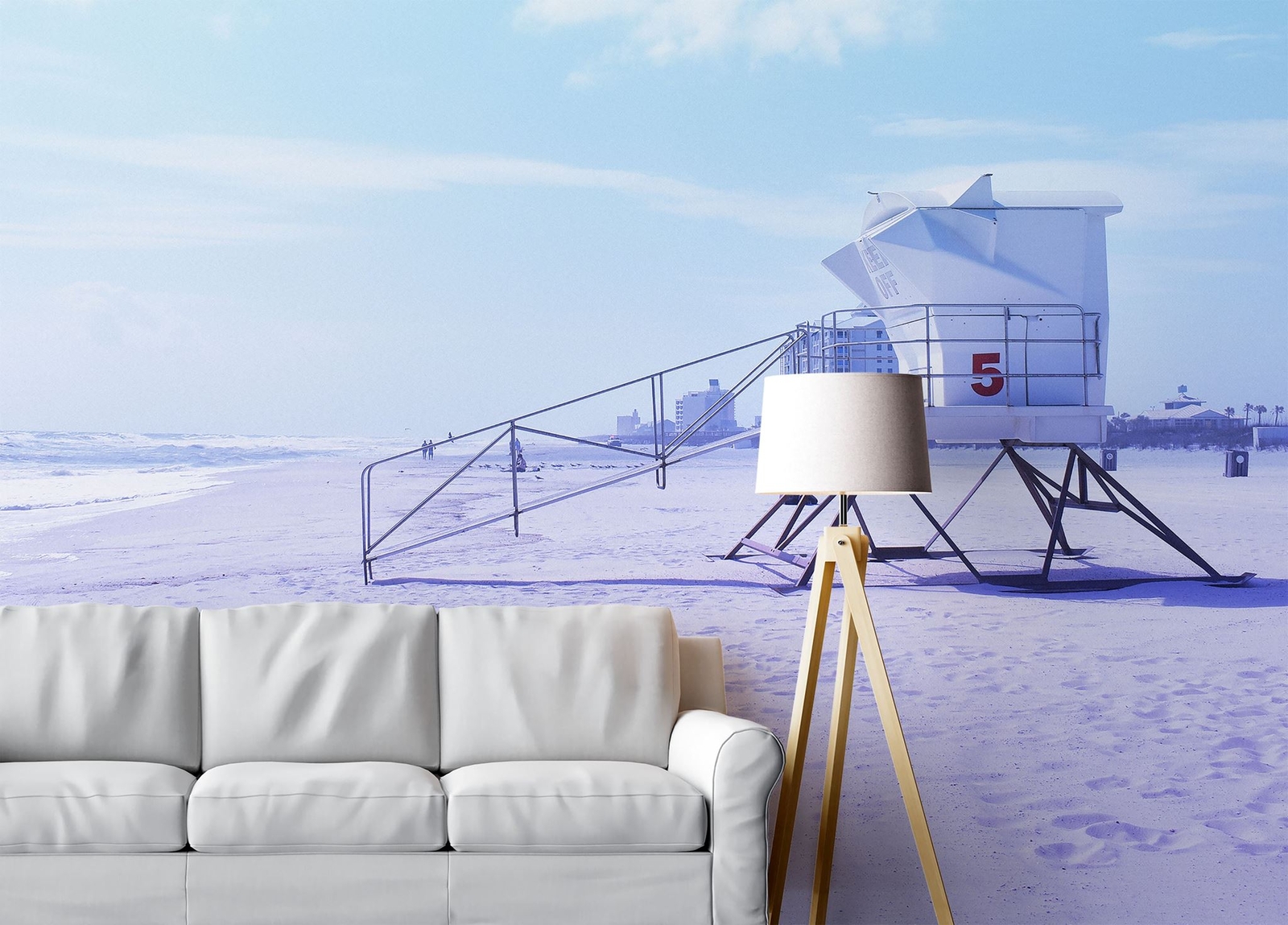 Lifeguard Tower on Pensacola Beach Wall Mural. Pastel Color Theme Peel and Stick