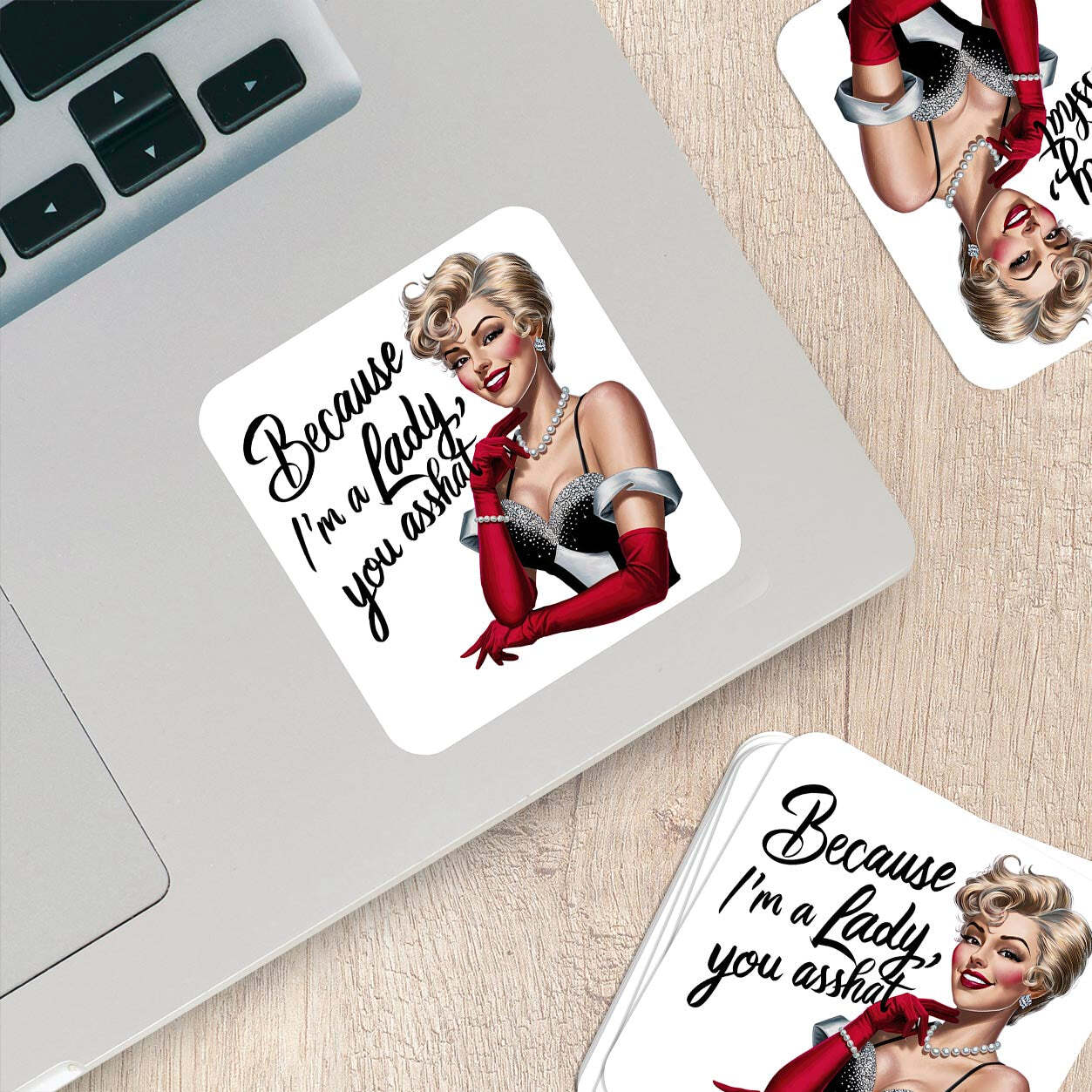 Sarcastic Pinup Girl Sticker – Weatherproof Vinyl for Laptops & Water Bottles