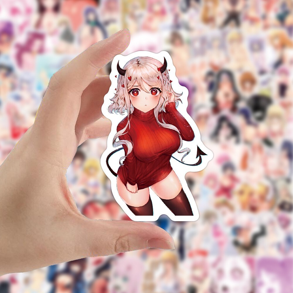 10/50pc Ahegao Hentai Cute Waifu Anime Notebook Laptop Phone Decal Sticker