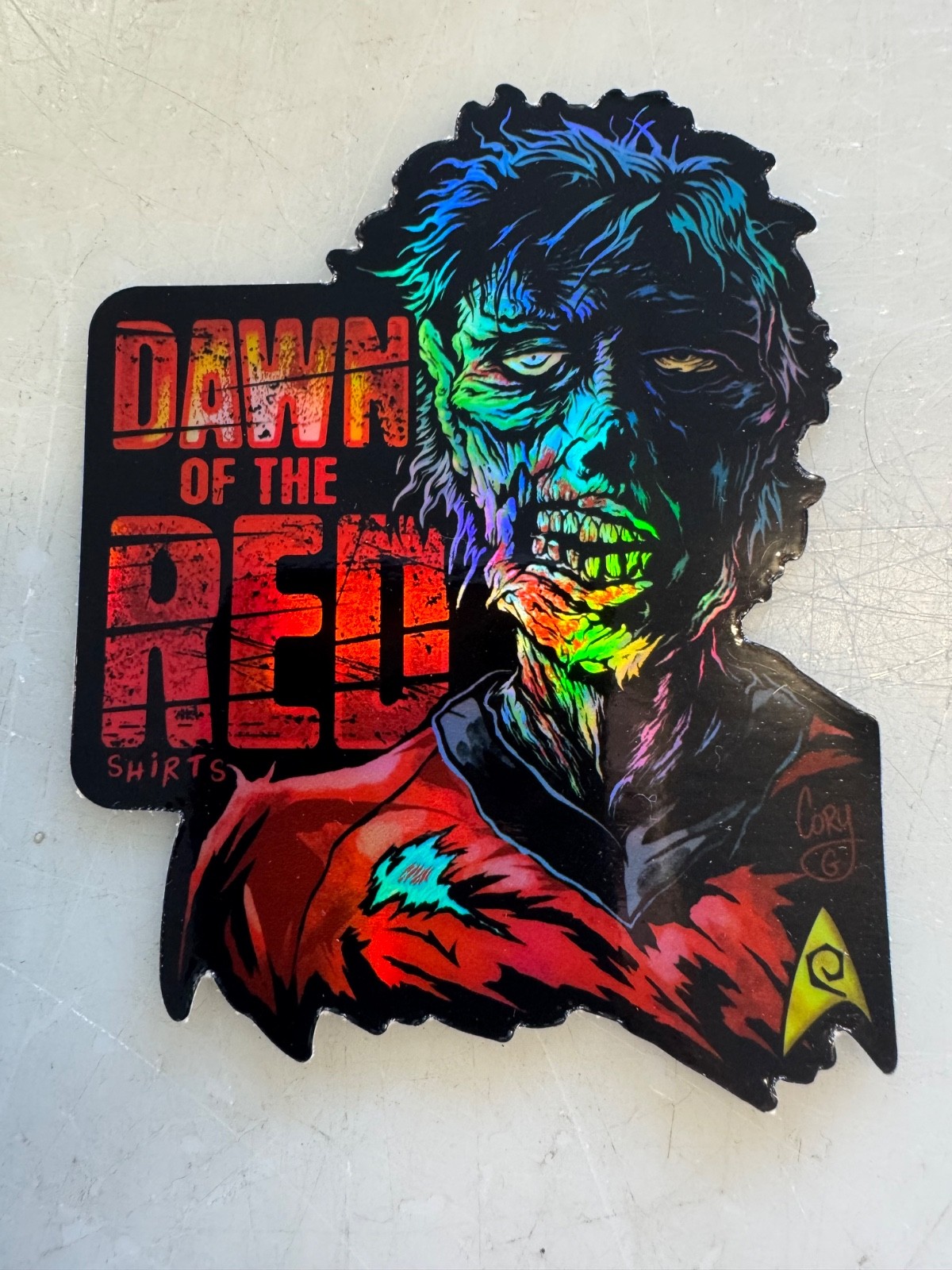 Zombie Star Trek Dawn of the Dead Red Shirts Sticker dvd vhs Blu-ray Horror JTHM