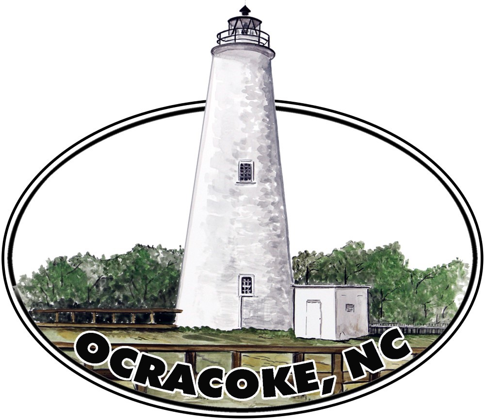 Oval Ocracoke NC Lighthouse High Quality Vinyl Decal Sticker – Car Truck Tumbler
