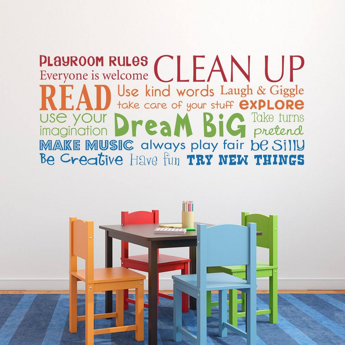 Wall stickers Playroom Rules Decal Removable Art Vinyl Decor Home Kids