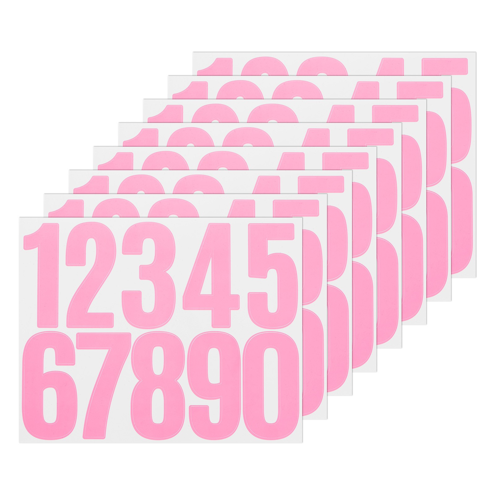 8 Sheets Numeric Stickers 3" Vinyl Stickers with Numbers 0 to 9 [80pcs Pink]