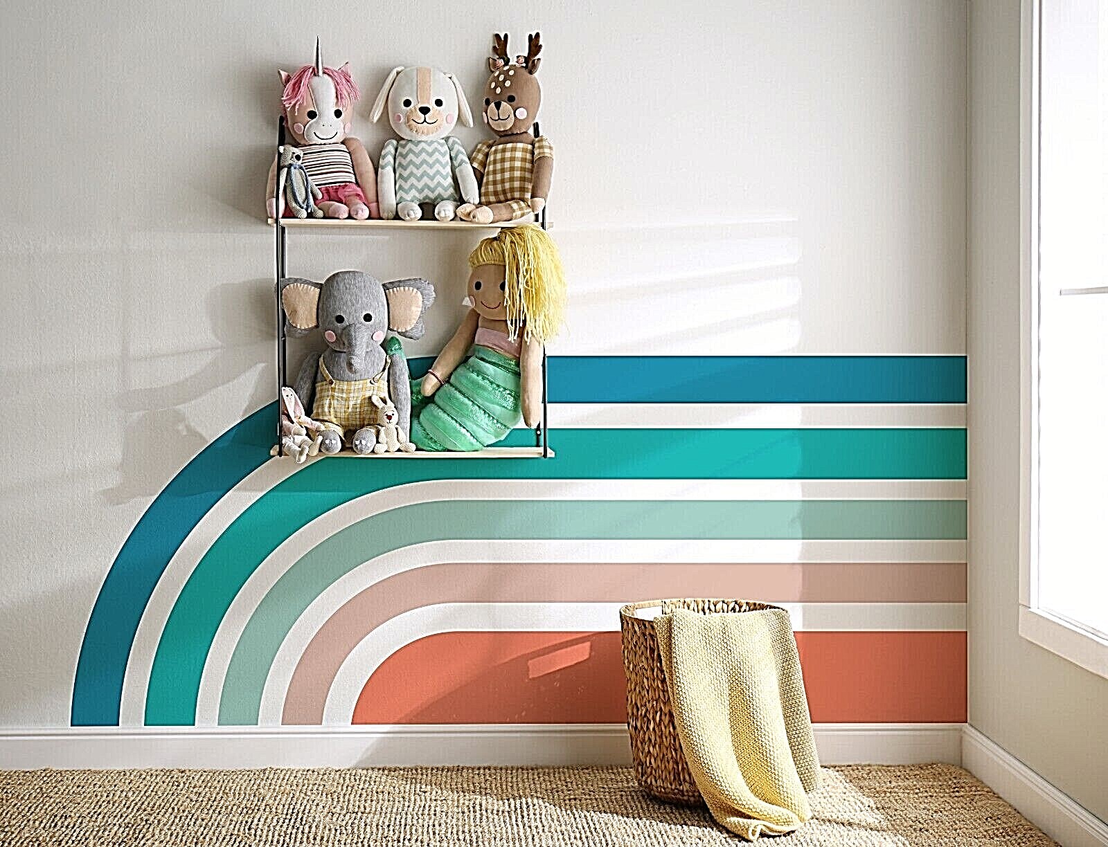 Colorful Elongated Half Rainbow Wall Decals, Stickers, Wall Art Decoration 527