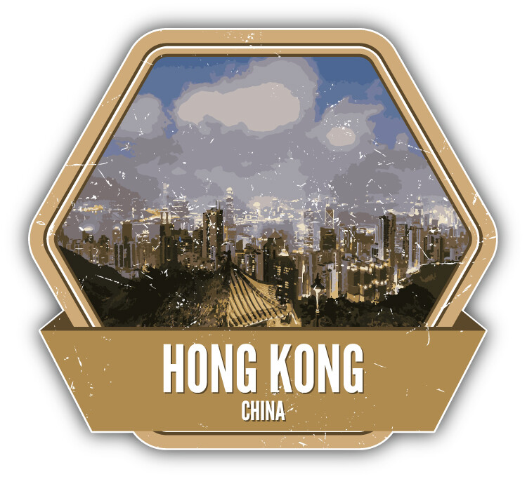Hong Kong China Grunge Vintage Travel Label Car Bumper Sticker Decal