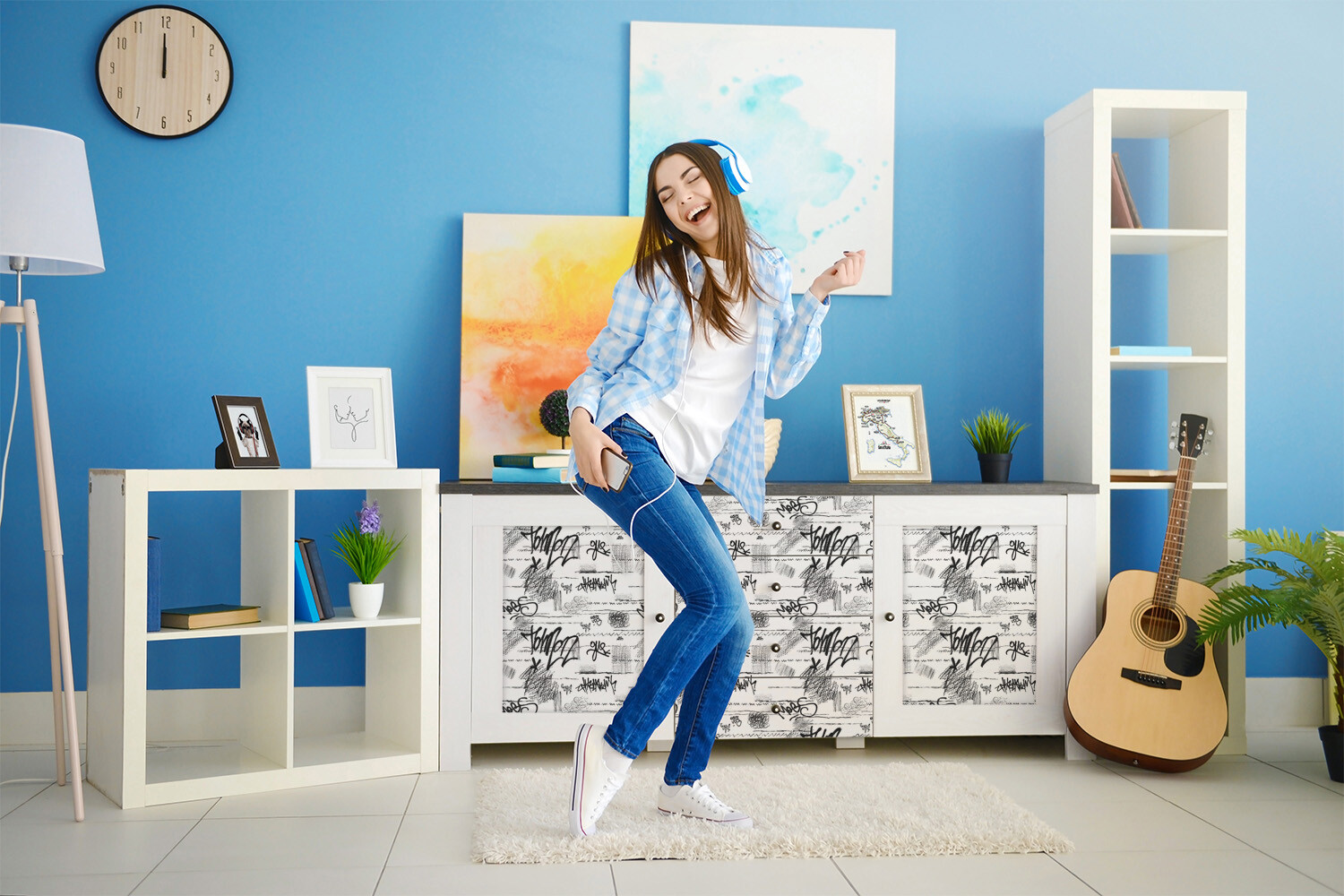 Decorative Sticker Veneer Furniture Wardrobe Table Adhesive Graffiti 100×50