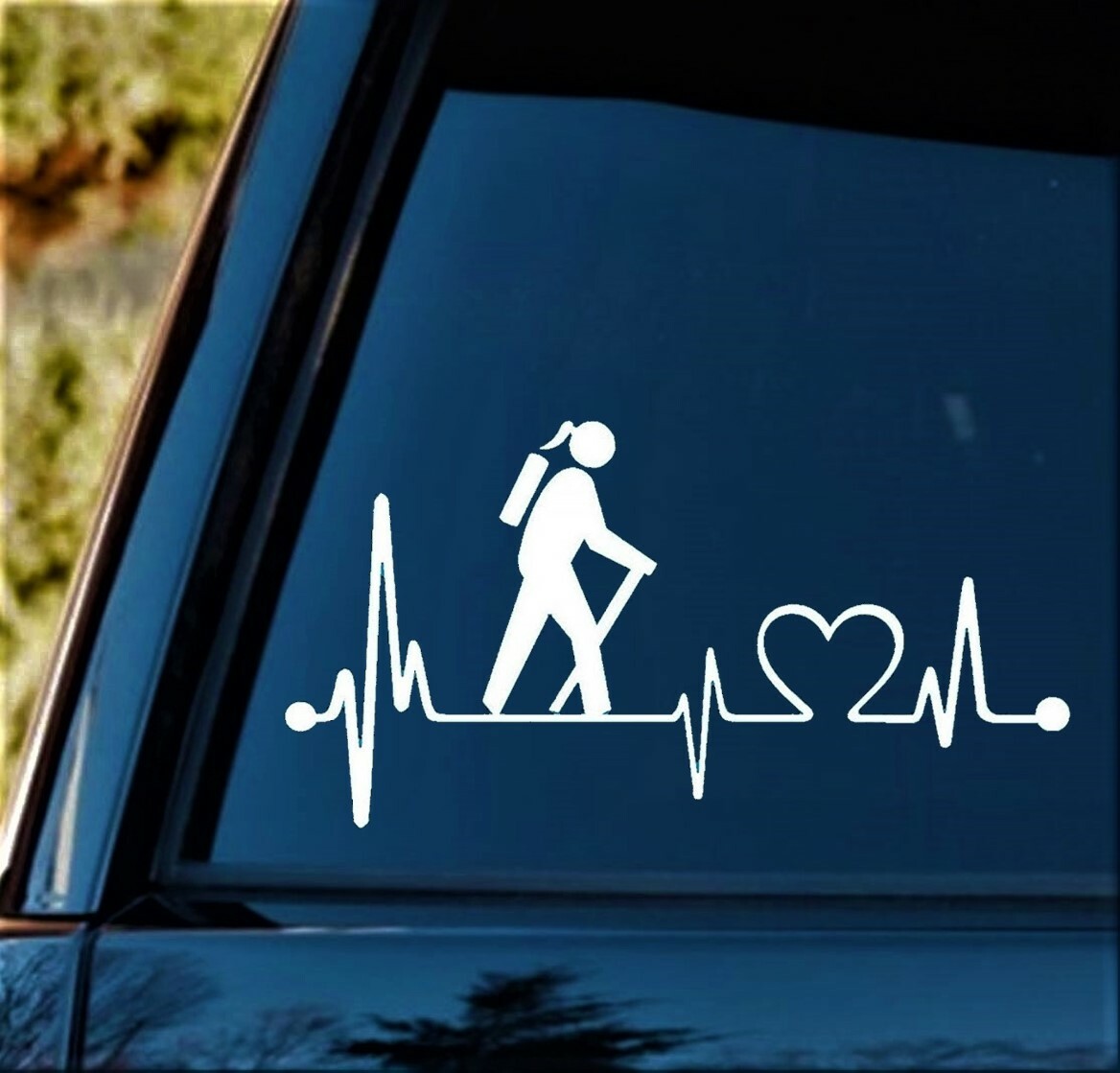 Hiking Girl Heartbeat Decal Sticker Lifeline Hiking Camping Backpack Tent K1012