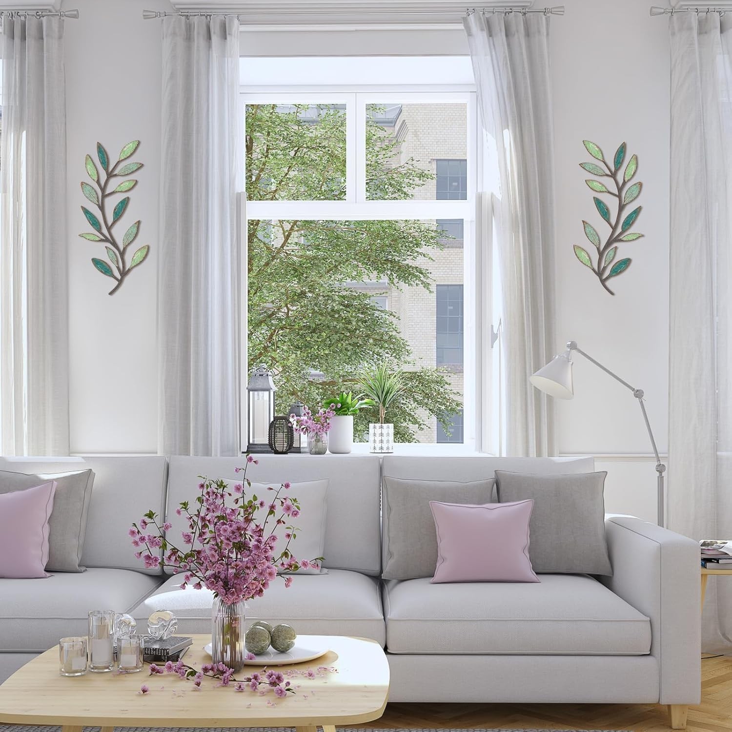 Stunning Metal Leaf Wall Decor Set: 15.75×7.09 Inches for Contemporary Homes