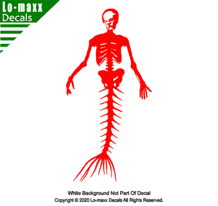 Mermaid Skeleton Sea life Ocean Beach Various Sizes Colors Die Cut Vinyl Decal