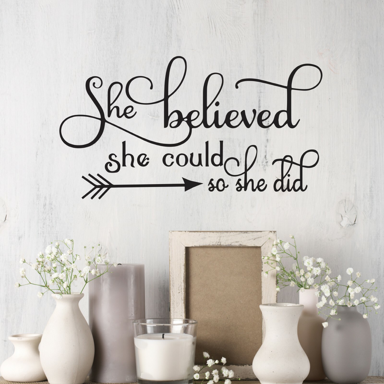 Wall Decal Girl Motivation Inspiration Quote Believed Interior Vinyl Black gz555