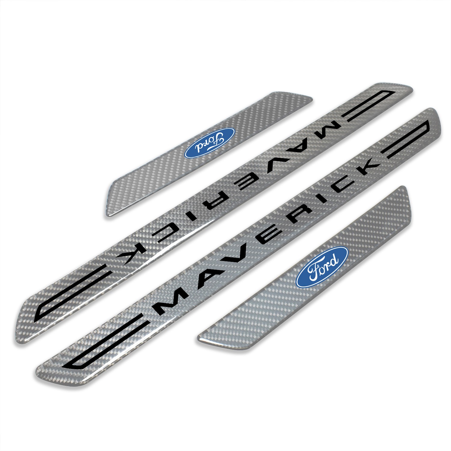 Ford Maverick Silver Carbon Fiber Universal Door Sill Protector Kick Plates