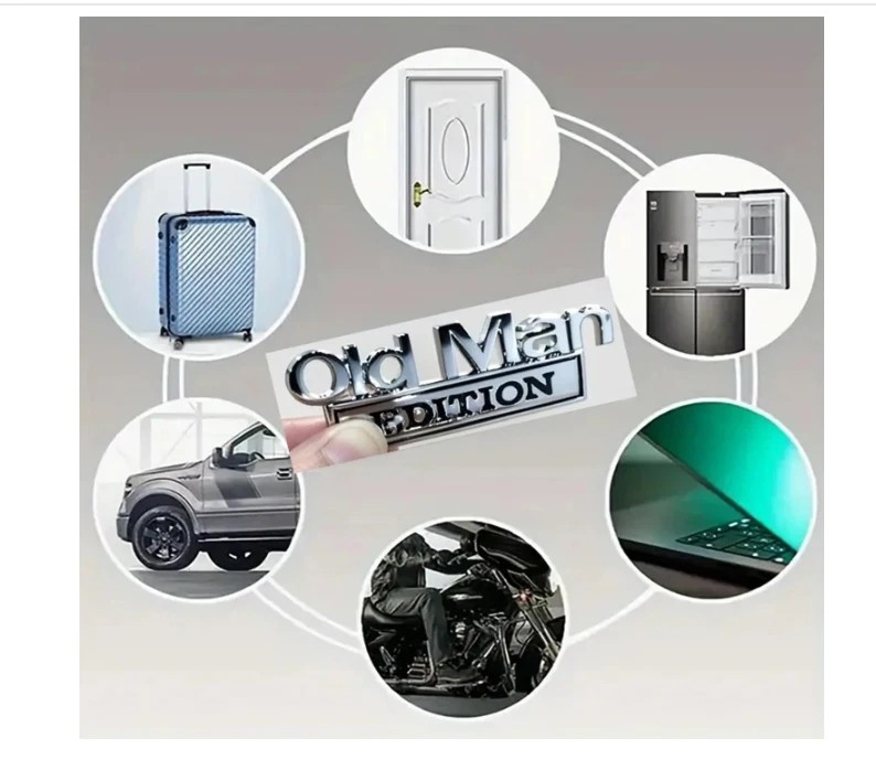 1/2PCS Metal Old Man Edition Emblem 3D Badge for Universal Car Truck ChroCW
