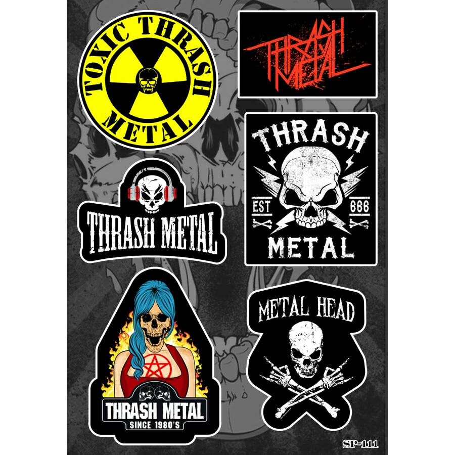 Thrash Metal Sticker Pack | Skull Radiation Metal Head Heavy Metal Band Logo