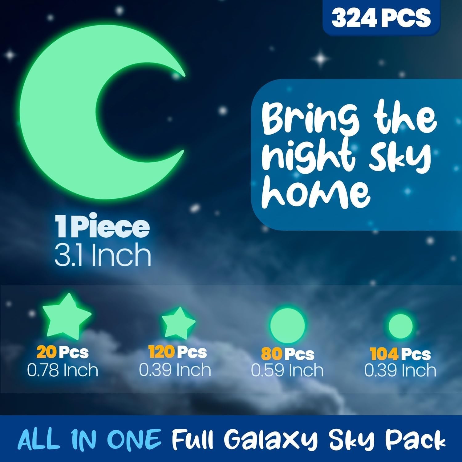 Easy Application Glow-in-the-Dark Stars and Moon Wall Stickers for Sweet Dreams