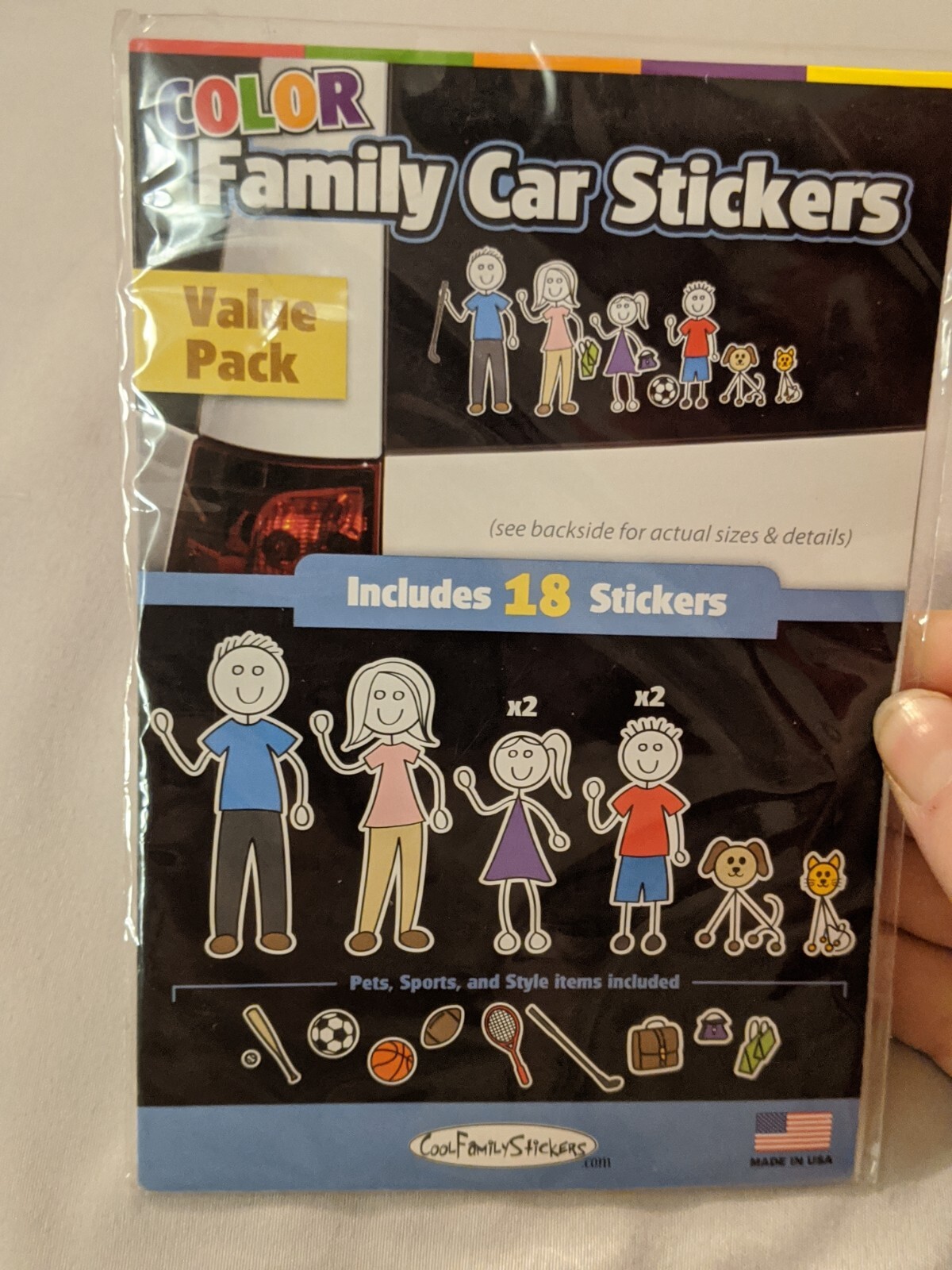NIP Colored Family Stickers For Car Vehicle Window 18 Pack Mom, Dad, Kids, Pets