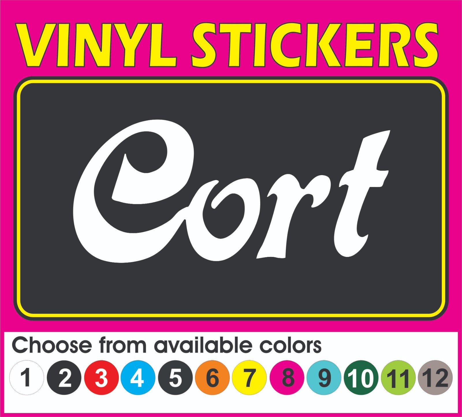This decal/sticker is compatible with CORT Guitars, cases and others 8"