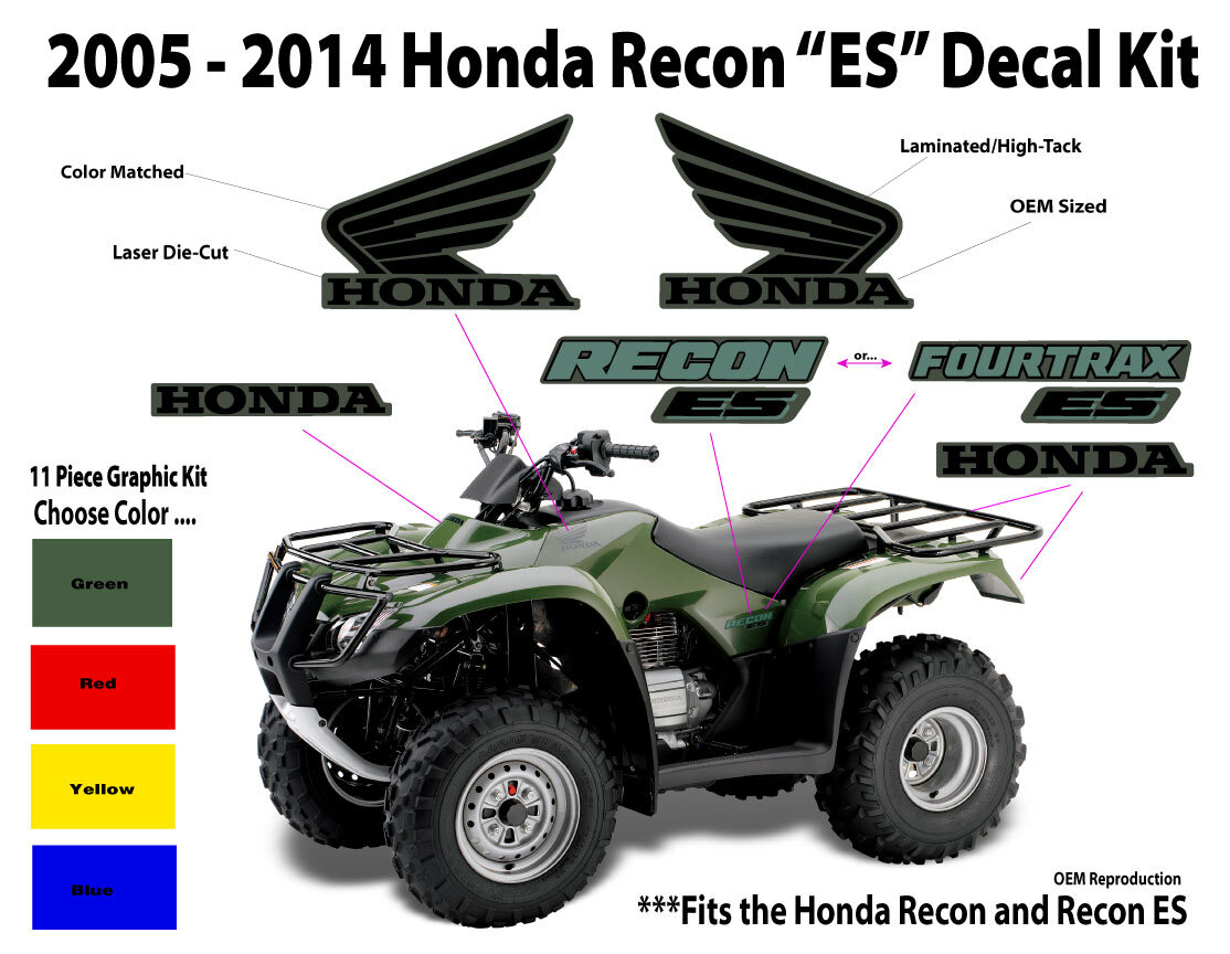 2005-2014 Honda Recon ES OEM Decal Emblem Sticker Kit Mark NOS ATV quad