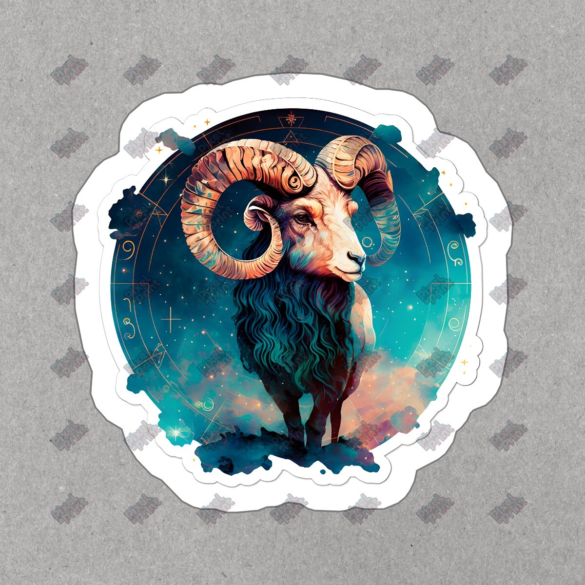 Cosmic Aries Vinyl Sticker Zodiac Decor Astrology Decal for Laptops, #945916
